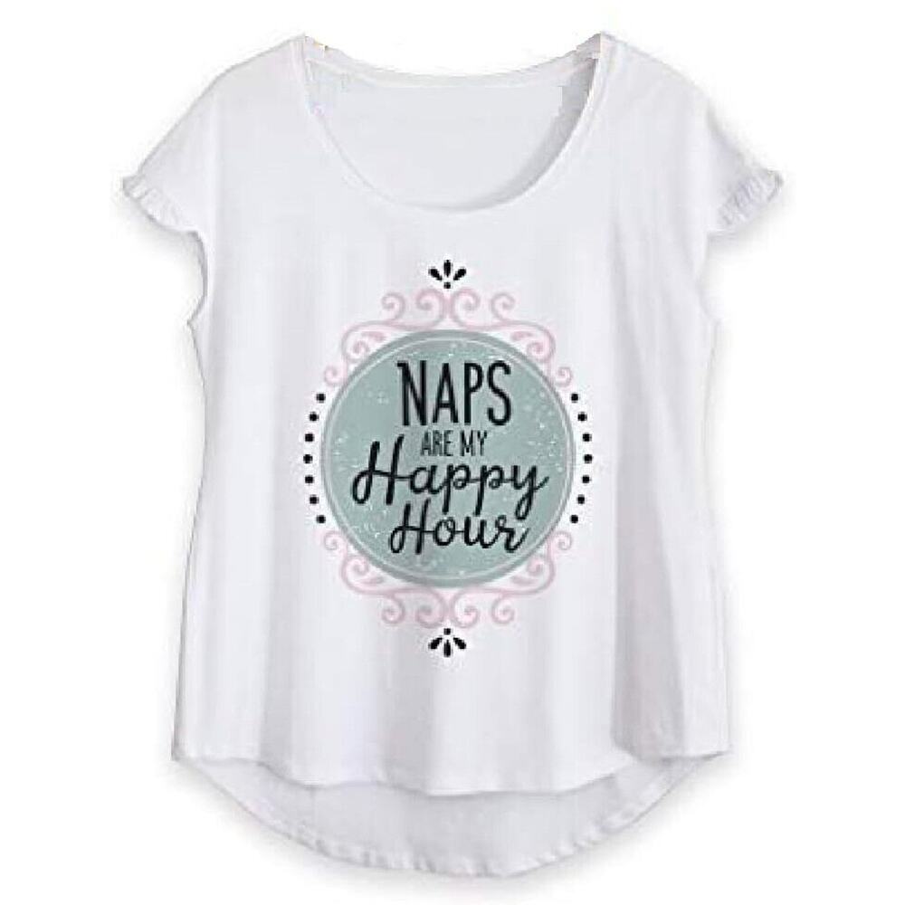 Faceplant Dreams Cotton Ruffle Tee Shirt -- Naps Are My Happy Hour NWT